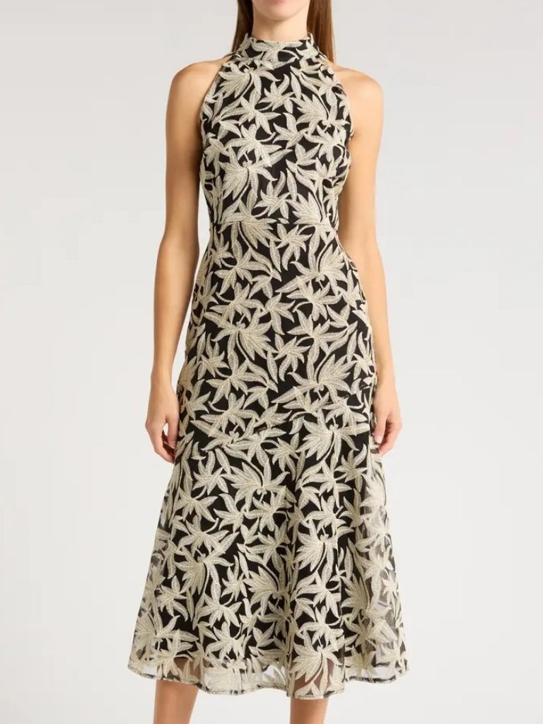 Sam Edelman Platinum Leafy Embroidered Dress